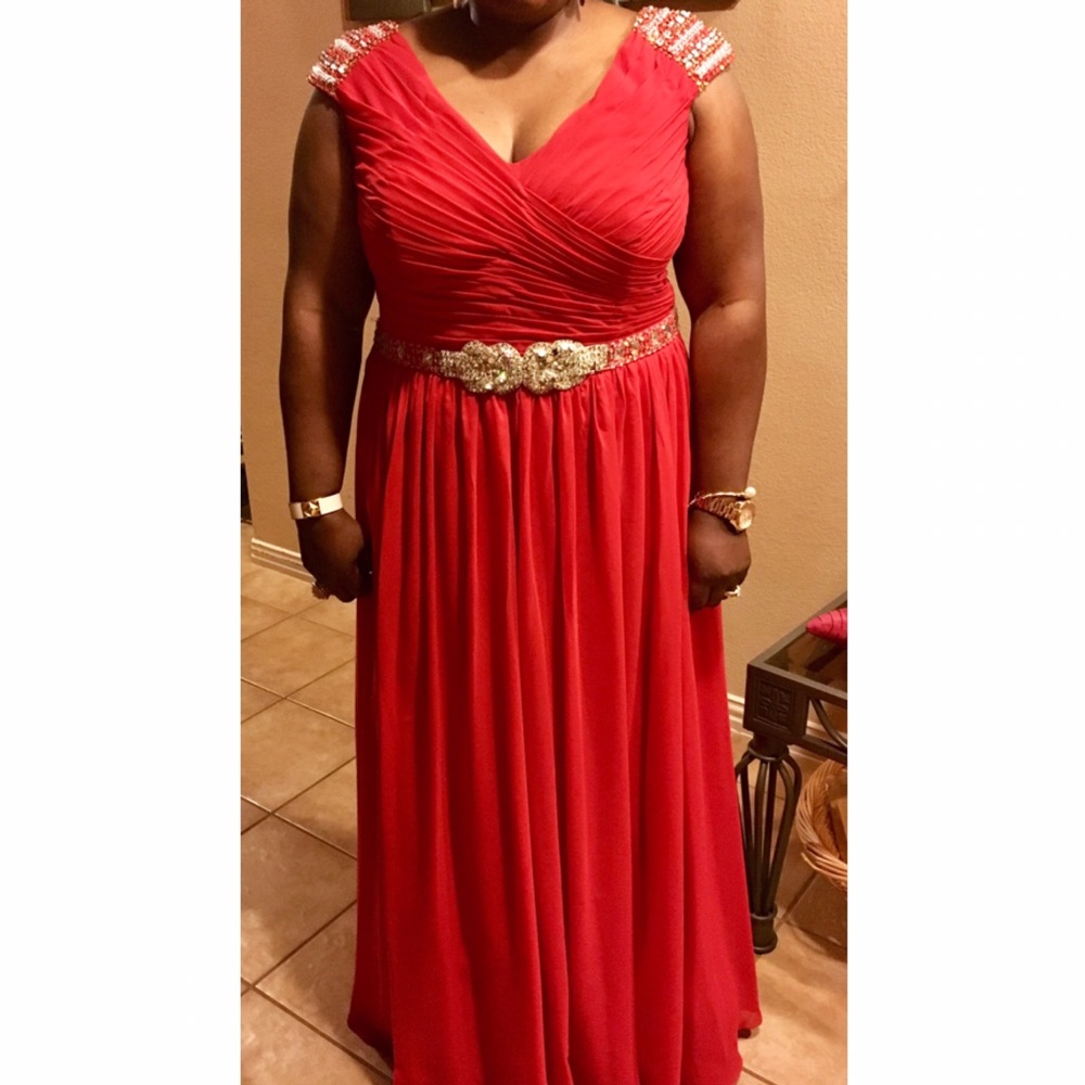 A line chiffon gown with crystals and beading